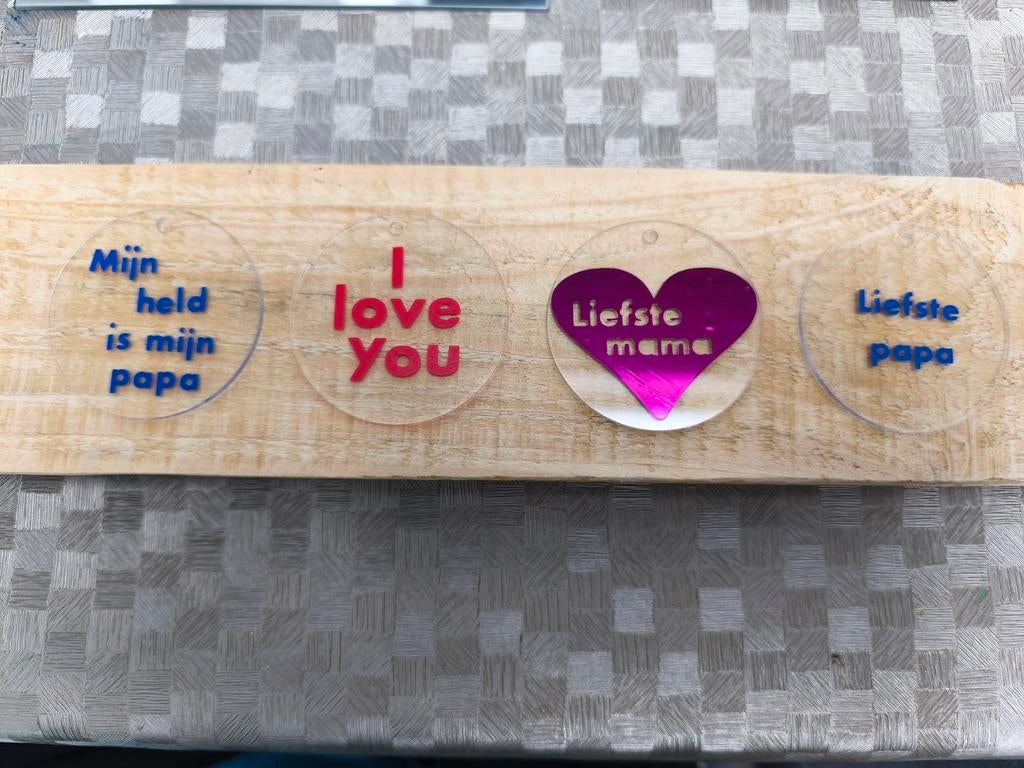 Plastic plaatjes met tekst, Ophalen of Verzenden