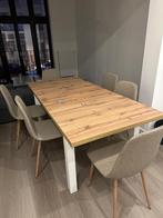 Uitschuifbare eettafel met 6 stoelen – zeer goede staat, Ophalen, Zo goed als nieuw