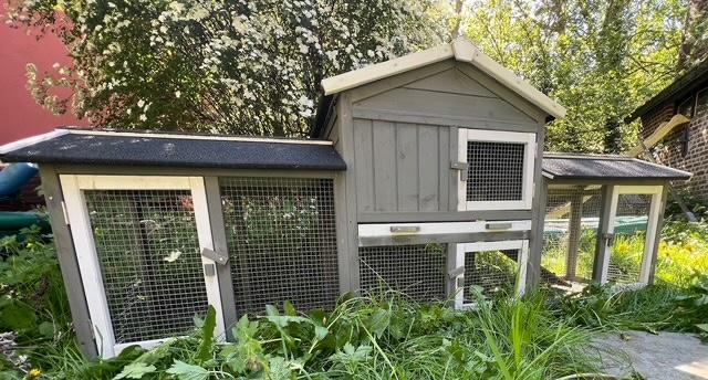 Groot luxe konijnenhok met openklapbaar dak 1 jaar oud, Ophalen, 110 cm of meer, Zo goed als nieuw, 90 cm of meer