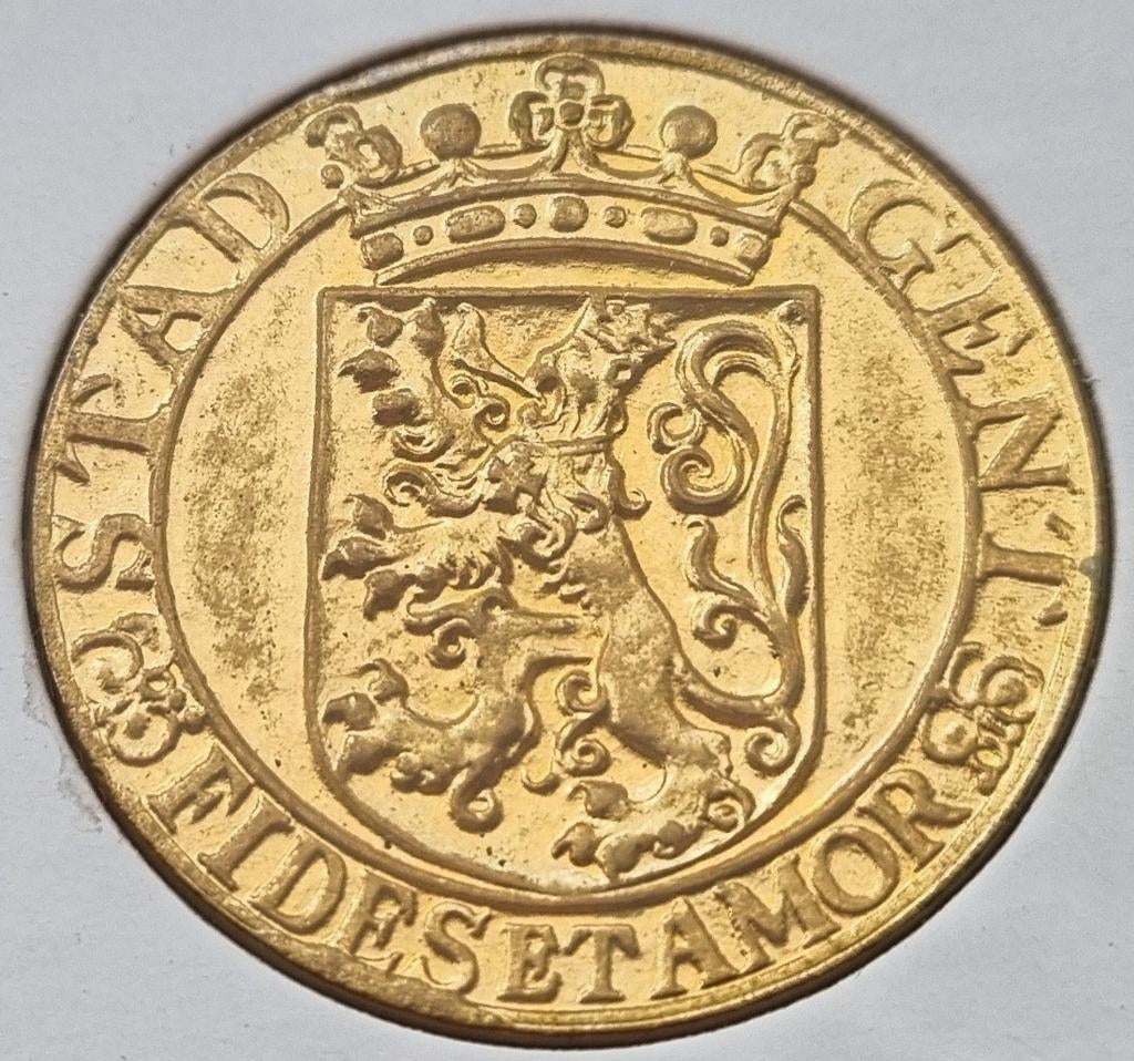 2 Frank 1918 (verguld) stad Gent, Postzegels en Munten, Munten | België, Losse munt, Verguld, Goud, Ophalen of Verzenden