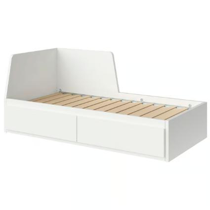 Bedbank IKEA FLEKKE, Ophalen, Wit, Tweepersoons, 200 cm