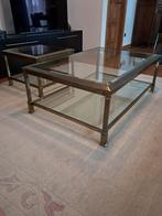Koperen salontafel met glas, Ophalen, Gebruikt, 100 tot 150 cm, 50 tot 100 cm