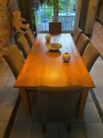 Eiken eettafel met 8 stoelen, Huis en Inrichting, Tafels | Eettafels, 200 cm of meer, 100 tot 150 cm, Rustiek, Gebruikt