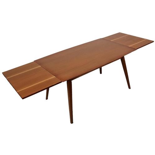 Mid Century Eettafel Teak Fineer Uitschuifbaar 60s Scandinav, Huis en Inrichting, Tafels | Eettafels, Gebruikt, 50 tot 100 cm