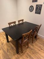 Uitschuifbare eettafel en 4 stoelen, Huis en Inrichting, Tafels | Eettafels, Ophalen, Zo goed als nieuw