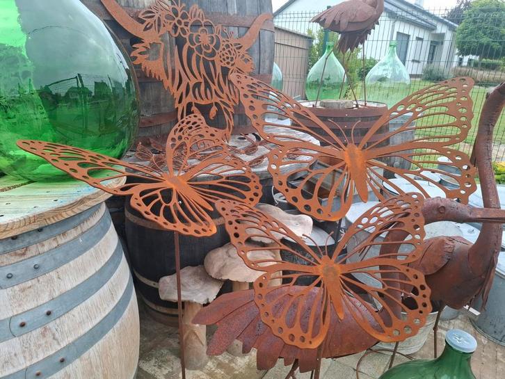 Vlinders in 3mm cortenstaal! EYECATHER id tuin! NIEUW !!!, Tuin en Terras, Tuinstekers, Ophalen