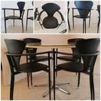 6 vintage design stoelen (60€ per stuk), Huis en Inrichting, Stoelen, Leer, Zo goed als nieuw, Zwart, Ophalen