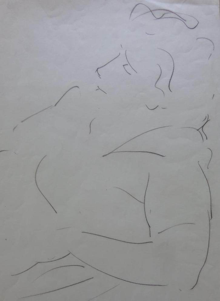 RENE MELS / RUSTENDE VROUW / ORIGINEEL WERK / 60x43cm / SIG, Antiek en Kunst, Kunst | Schilderijen | Modern, Ophalen of Verzenden