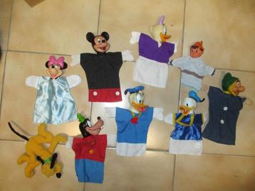 8 disney poppenkastpoppen + pluto hond, dwerg mickey pluto beschikbaar voor biedingen