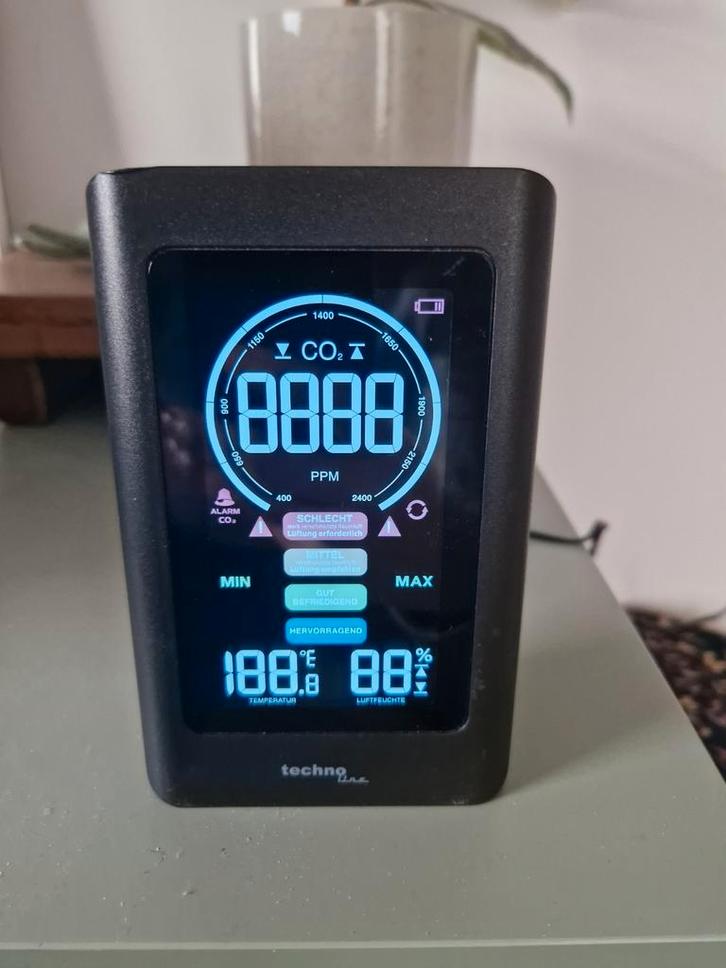 Luchtkwaliteit CO2 Meter - Thermometer, Doe-het-zelf en Bouw, Meetapparatuur, Temperatuur, Ophalen of Verzenden