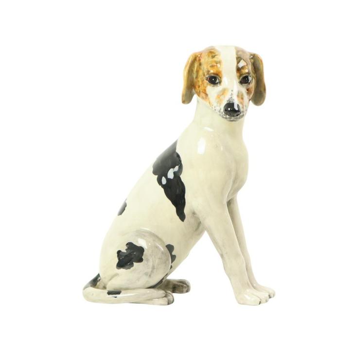 Vintage Honden Beeld Sculptuur Craquelé Keramiek Italy 31cm, Verzamelen, Beelden en Beeldjes, Gebruikt, Dier, Ophalen of Verzenden