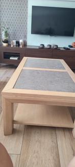 Eiken salon tafel natuur steen, Huis en Inrichting, Tafels | Salontafels, Ophalen, Gebruikt, 100 tot 150 cm, Klassiek