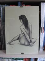 Dessin original d'un nu daté & signé, Antiquités & Art, Enlèvement ou Envoi
