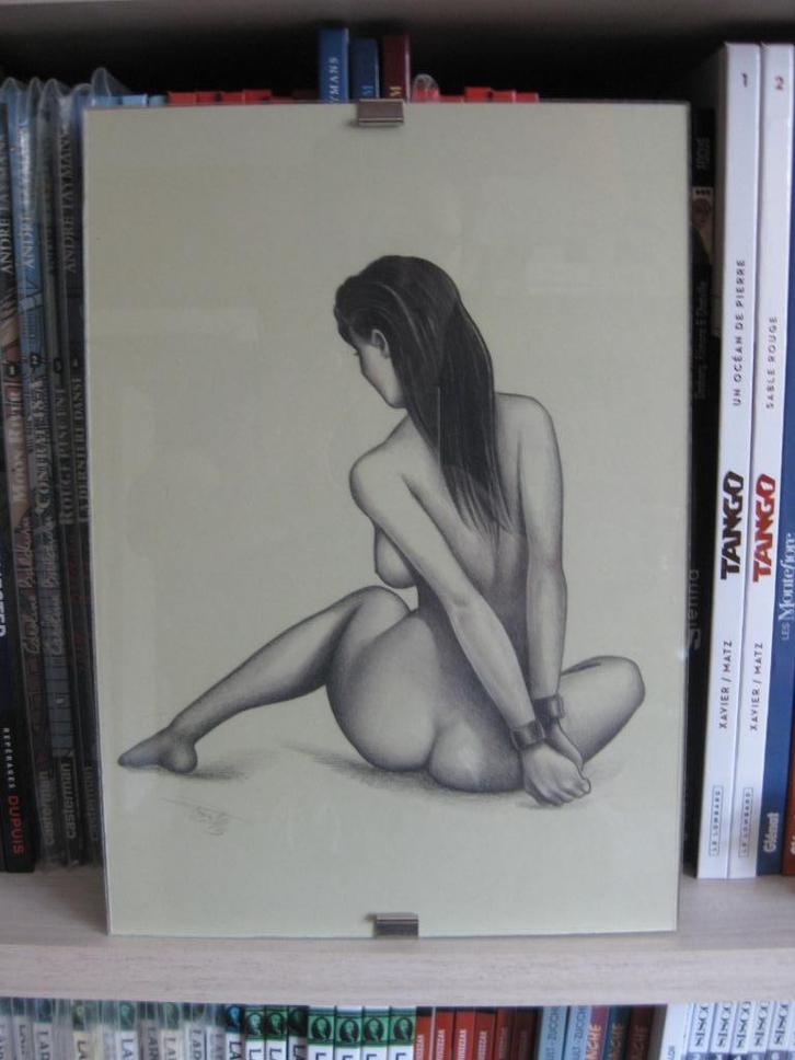 Dessin original d'un nu daté & signé, Antiquités & Art, Art | Dessins & Photographie, Enlèvement ou Envoi