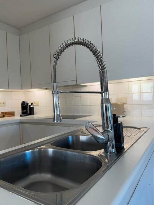 Dubbele wasbak, uitneembare kraan + elektrische boiler 15l, Huis en Inrichting, Keuken | Keukenelementen, Zo goed als nieuw, Ophalen