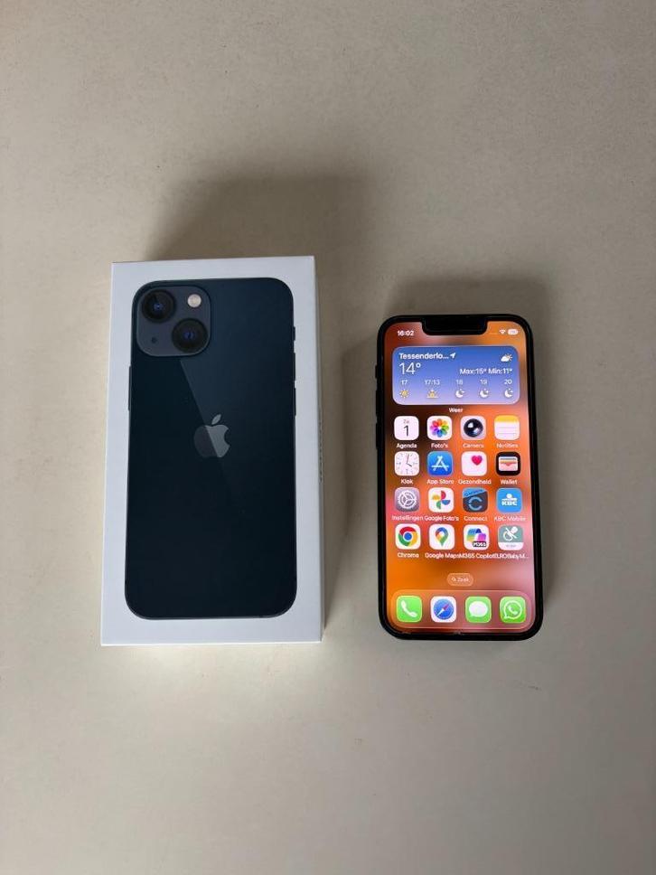 Iphone 13 mini - 128 gb - midnight black - perfecte staat, Télécoms, Téléphonie mobile | Apple iPhone, Utilisé, 128 GB, Sans abonnement