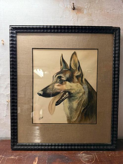 Duitse Heder tekening in kader (1930), Antiek en Kunst, Kunst | Tekeningen en Fotografie, Ophalen