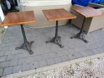 Bistro tafels - 12 stuks - gietijzer voet - houten blad, Ophalen