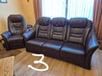 canapé et  2 fauteuils électriques, Huis en Inrichting, Ophalen, Leer, Zo goed als nieuw, Rechte bank