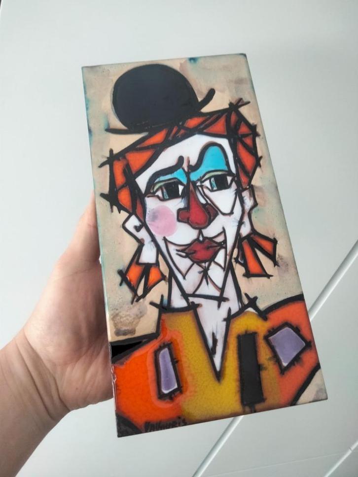 1970s vintage Vallauris France wand keramiek clown circus, Antiek en Kunst, Kunst | Overige Kunst, Ophalen of Verzenden