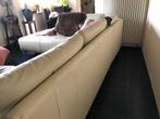 Lederen salon, beige , netjes onderhouden geweest, Huis en Inrichting, Ophalen, Gebruikt, Leer