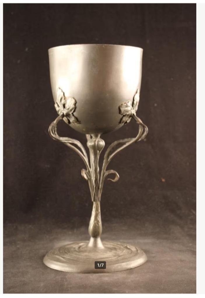 Art nouveau tinnen beker, Antiek en Kunst, Antiek | Tin, Ophalen
