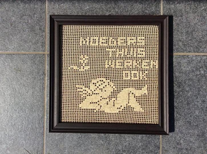 vintage - kader met handwerk, Antiek en Kunst, Curiosa en Brocante, Ophalen