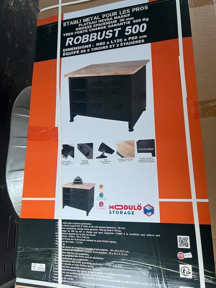 Établi en métal Robbust – Neuf, Bricolage & Construction, Boîtes à outils, Neuf, Enlèvement
