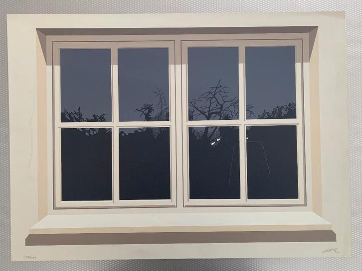 Jacques Neve - zeefdruk - Raam bij nacht, Antiek en Kunst, Kunst | Litho's en Zeefdrukken, Ophalen of Verzenden