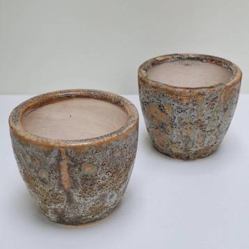 Deux cache-pots en poterie émaillée rustique, Moins de 25 cm, Comme neuf, Enlèvement, Intérieur