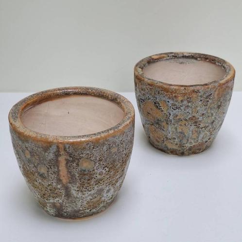 Twee rustieke cache pots in geglazuurd aardewerk, Tuin en Terras, Bloempotten, Zo goed als nieuw, Aardewerk, Binnen, Minder dan 40 cm