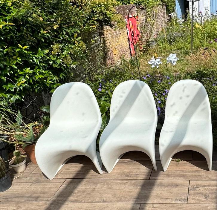 3 Vitra Panton Chair stoelen van Vitra, Huis en Inrichting, Stoelen, Zo goed als nieuw, Drie, Kunststof, Wit, Ophalen