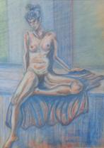 FREDE / NAAKTE VROUW / ORIGINEEL WERK / 72x53cm / KADER SIG, Antiek en Kunst, Kunst | Schilderijen | Modern, Ophalen