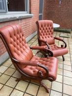 Chesterfield replica fauteuils 70s, Maison & Meubles, Fauteuils, Chesterfield, Enlèvement, Utilisé, Cuir