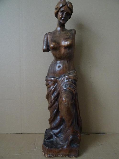 Volkskunst antiek beeld Venus van Milo houten beeld 49cm, Antiek en Kunst, Kunst | Beelden en Houtsnijwerken, Ophalen of Verzenden