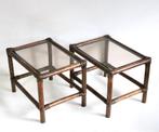 2 Identieke bamboe bijzettafeltjes - Vintage nachtkastjes, Antiek en Kunst, Curiosa en Brocante, Ophalen