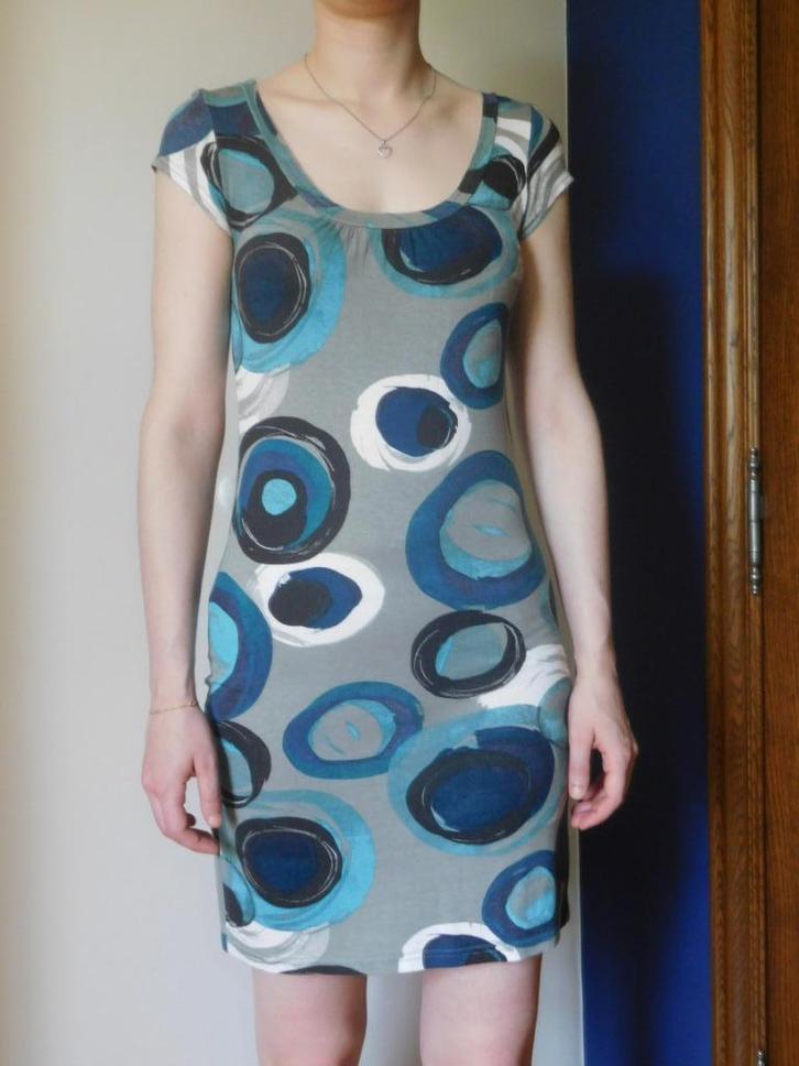 Iko jurk met korte mouwen, Kleding | Dames, Jurken, Gedragen, Maat 36 (S), Blauw, Ophalen of Verzenden