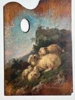 François Backvis olieverf /schilderspalet schapen in de wei, Antiek en Kunst, Ophalen of Verzenden