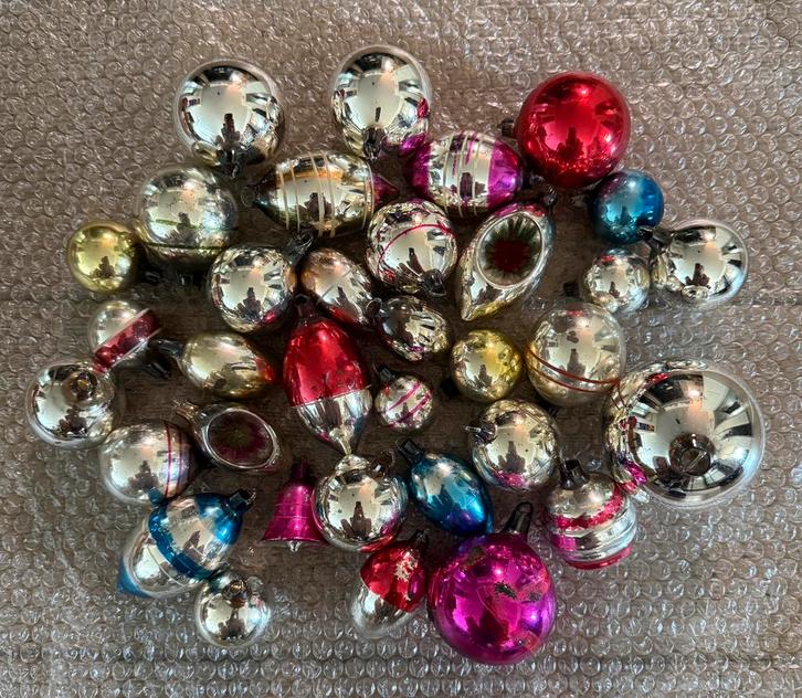 Oude Ajeko kerstballen, vintage kerstversiering,glazen oogje, Diversen, Kerst, Gebruikt, Ophalen