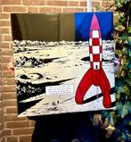 Kuifje / Tintin emaille - Raket naar de maan 50 x 50 cm, Antiek en Kunst, Ophalen of Verzenden