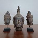 Oude bronzen Boeddha bustes., Ophalen of Verzenden