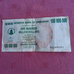 Zimbabwe bankbiljet:100 000 000 dollar 2008, Postzegels en Munten, Munten | Afrika, Ophalen of Verzenden, Zimbabwe
