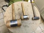 3 houten hamers met ijzeren band rond, Antiek en Kunst, Antiek | Gereedschap en Instrumenten, Ophalen of Verzenden
