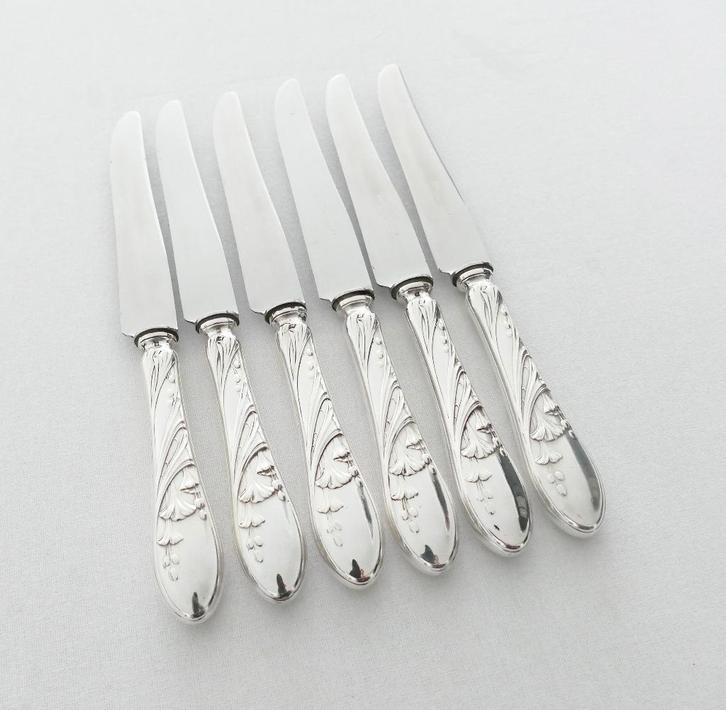 Verzilverde Art Nouveau dinermessen - Saglier Frères c. 1900, Antiquités & Art, Antiquités | Couverts, Envoi