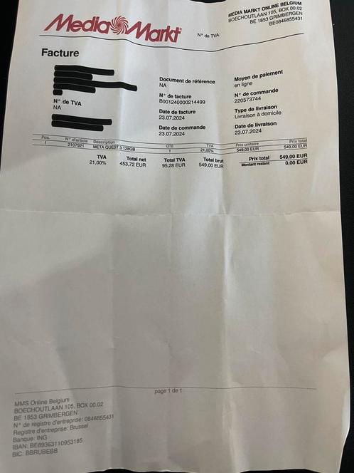 Te Koop Meta Quest 3 (128gb) + Factuur + Garantie, Games en Spelcomputers, Virtual Reality, Gebruikt, Ophalen