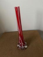 Glazen rode/witte vaas, Huis en Inrichting, Woonaccessoires | Vazen, Ophalen of Verzenden, Minder dan 50 cm, Rood, Glas