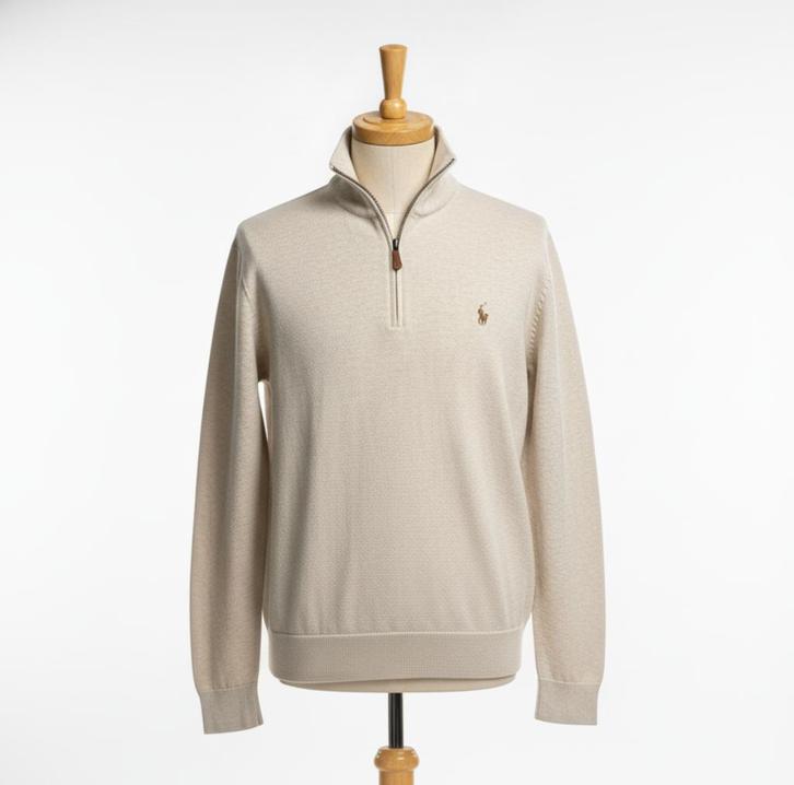 Ralph Lauren Trui Half Zip - Beige - M Heren, Kleding | Heren, Truien en Vesten, Zo goed als nieuw, Maat 48/50 (M), Beige, Ophalen of Verzenden