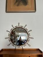 Midcentury sunburst spiegel, convex glas, 47 cm diameter, Minder dan 50 cm, Gebruikt, Rond, Ophalen of Verzenden