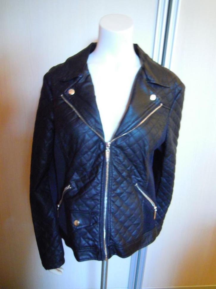 Zwarte biker vest in 2 verschillende stoffen van Rino & Pell, Kleding | Dames, Jassen | Zomer, Nieuw, Maat 42/44 (L), Zwart, Ophalen of Verzenden