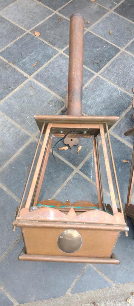Koperen lantaarns 2st.Nieuw gemaakt zonder glas.Rood koper., Tuin en Terras, Buitenverlichting, Glas, Ophalen